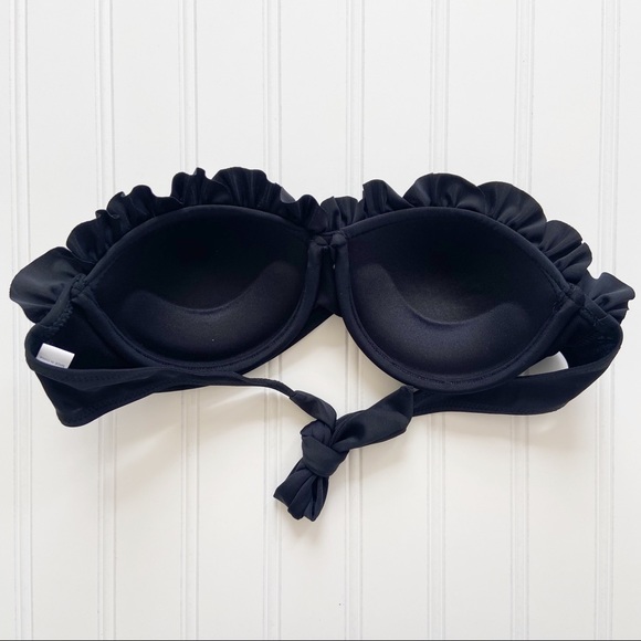 LAST ONE • Black Strapless Ruffle Push Up Bikini - Picture 7 of 8
